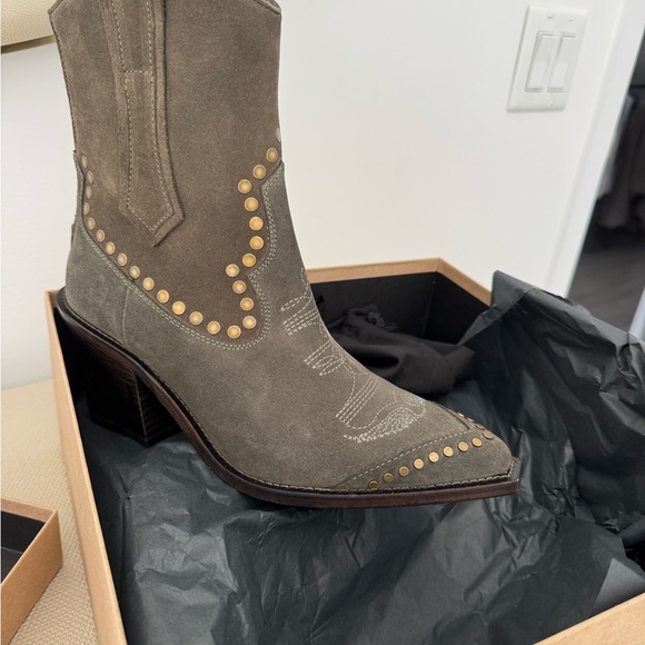 Zadig & Voltaire Taupe Studded Heeled Boots - Picture 1 of 5